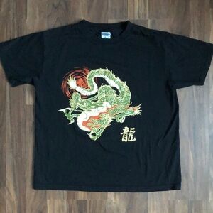 Printstar Womens Black Graphic Tee Shirt Dragon  Size M Loose Fit